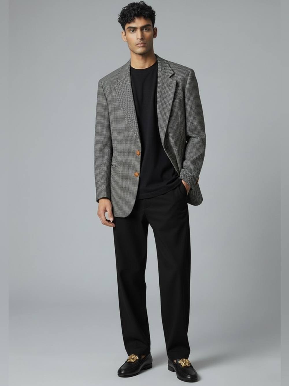 Versace Classic V2 Men Blazer 40 M Wool Houndstooth Vintage Designer Sport Coat